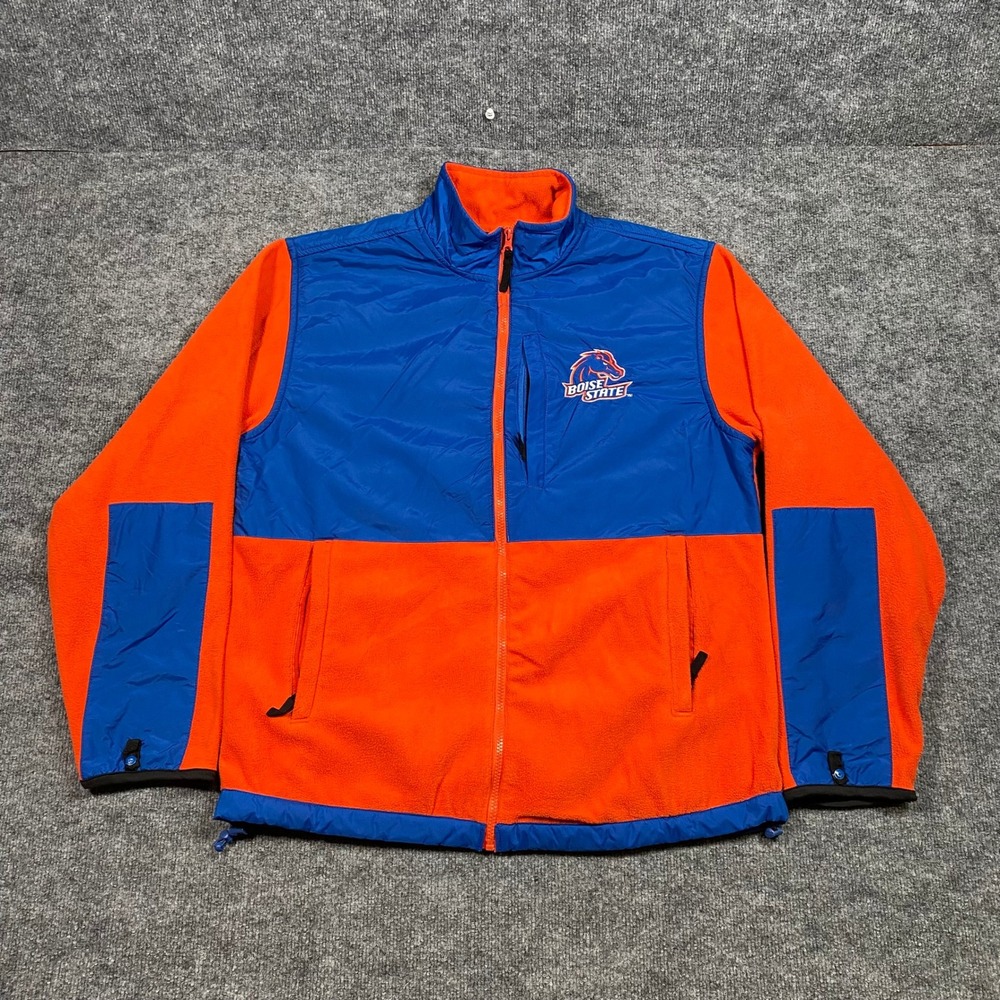 Logo Athletic Boise State Broncos Full Zip Fleece Jacket Mens Large Orange Blue